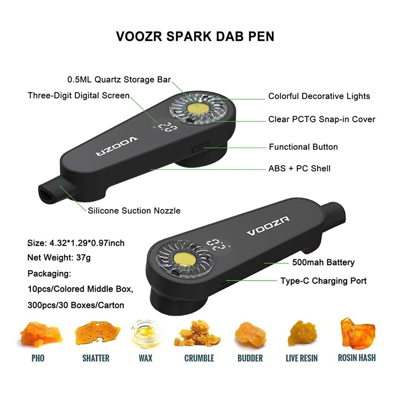 VOOZR Spark Best Rechargeable Dab Pen 2024 | 7 Colors  & Disposable Wax Pen, Long Battery Life